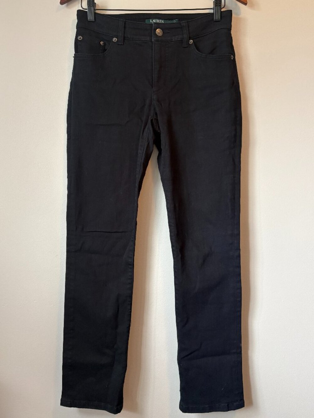 Lauren Ralph Lauren Premier Straight Leg Black Stretch Jeans 4
